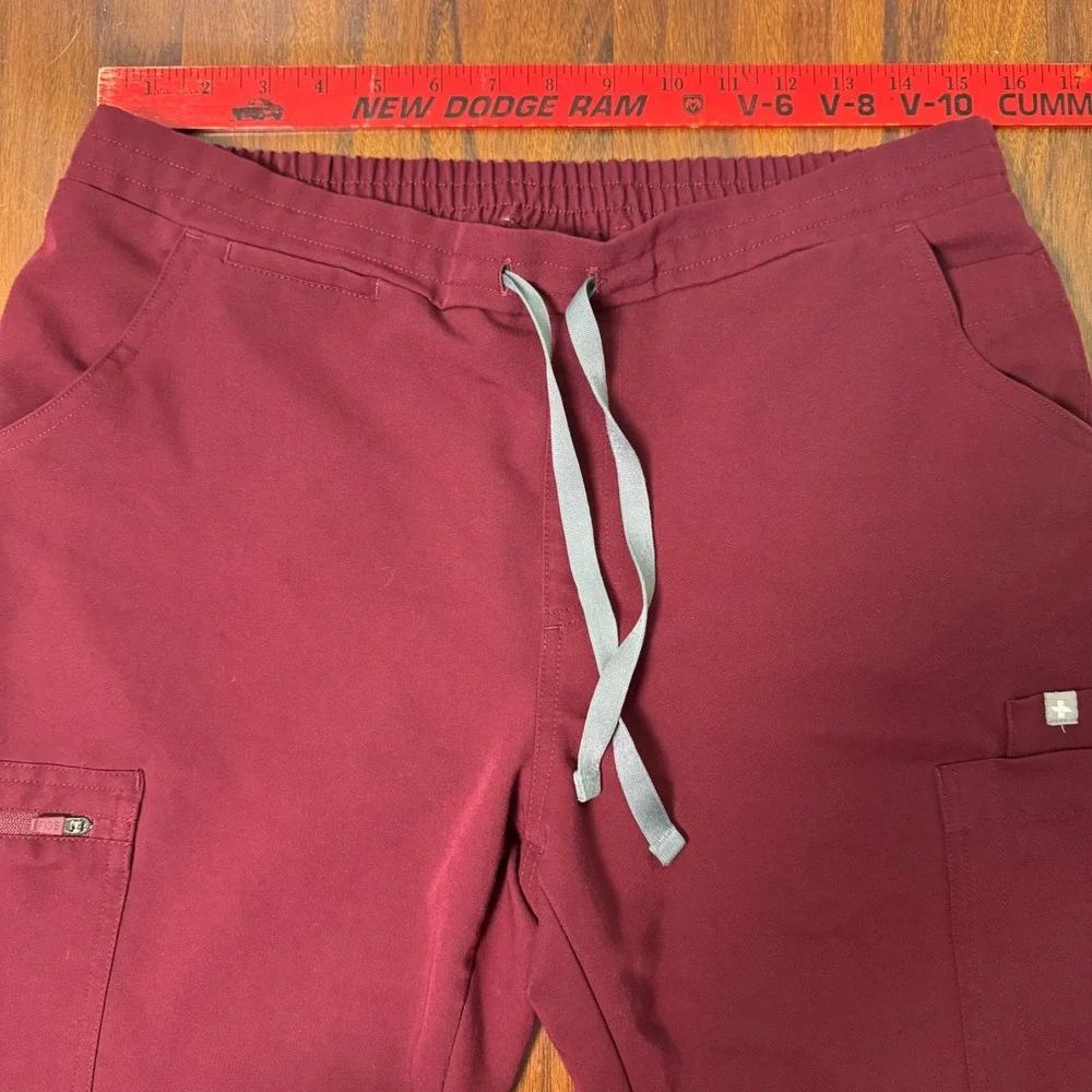 Figs High Waisted Yola Skinny Scrub Pants Burgundy Women's Size Medium
